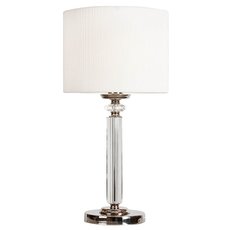 Настольная лампа с арматурой никеля цвета, текстильными плафонами iLamp T2404-1 Nickel