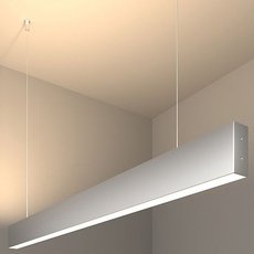Светильник с плафонами серого цвета Elektrostandard Линейный светодиодный подвесной двусторонний светильник 103см 40W 4200K матовое серебро (101-200-40-103)