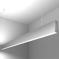 Светильник с плафонами серого цвета Elektrostandard Линейный светодиодный подвесной двусторонний светильник 128см 50W 6500K матовое серебро (101-200-40-128)